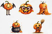 Halloween Pumpkin Character Clipart, an Illustration by CrexoraLab (Thumbnail 3 of 5)