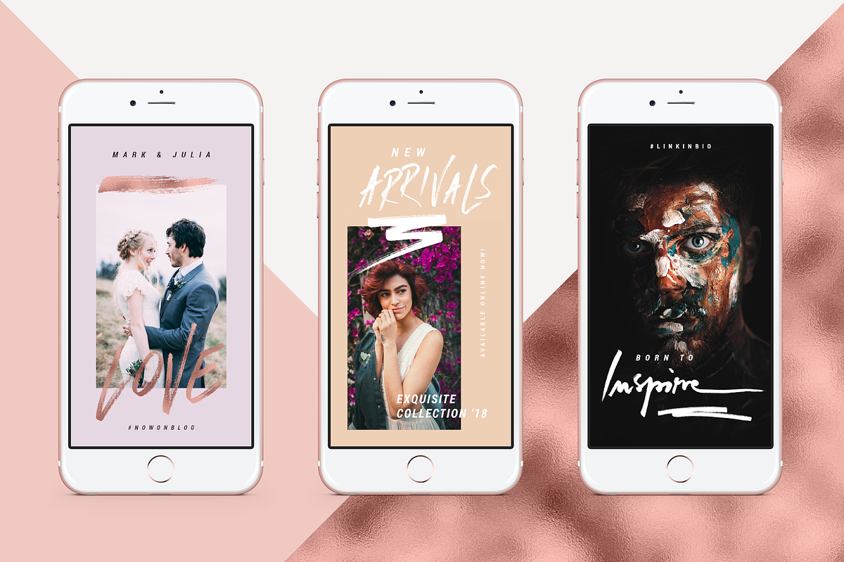 Rose Gold ANIMATED Instagram Stories, a Social Media Template by SilverStag Type Foundry (Photo 9 of 19)