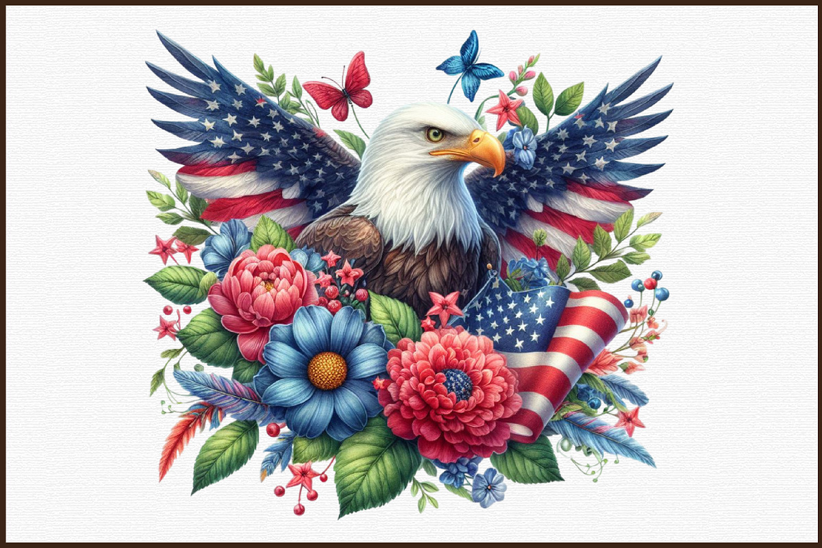 Patriotic American Flag Flowers PNG, an Illustration by Sublimation Artist (Photo 3 of 6)