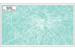 Sofia Bulgaria City Map In Retro