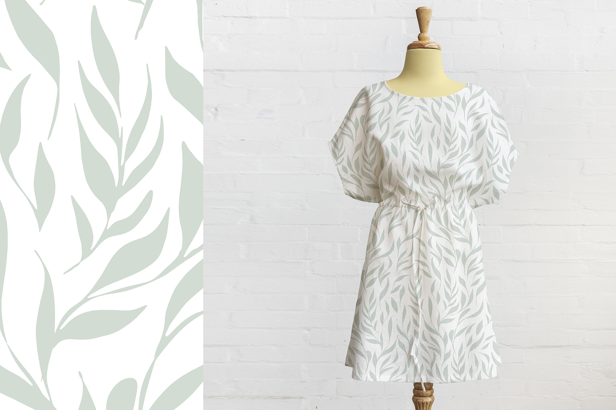 Subtle Gray Foliage | Vector Pattern, a Wallpaper Graphic by MalyskaStudio