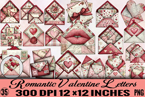 Romantic Valentine Letters Clipart B, an Illustration by SVGArt