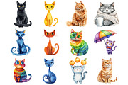 Whimsical Quirky Cat Clipart, a Seasonal Illustration by CitraGraphics (Thumbnail 2 of 4)