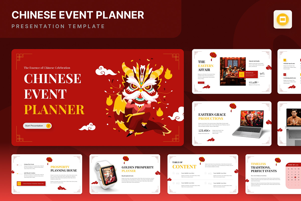 Chinese Event Planner Google Slides, a Presentation Template by Annora Studio (Photo 1 of 7)