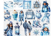Cold Winter Clipart | Blue Christmas, a Person Illustration by GlamArtZhanna (Thumbnail 5 of 5)