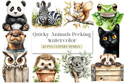 Quirky Animals Peeking Around Corner, an Illustration by DreamArtGraphic (Thumbnail 1 of 4)