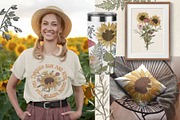 Retro field flowers & sunflowers, a Decorative Illustration by marie dricot (Thumbnail 3 of 10)