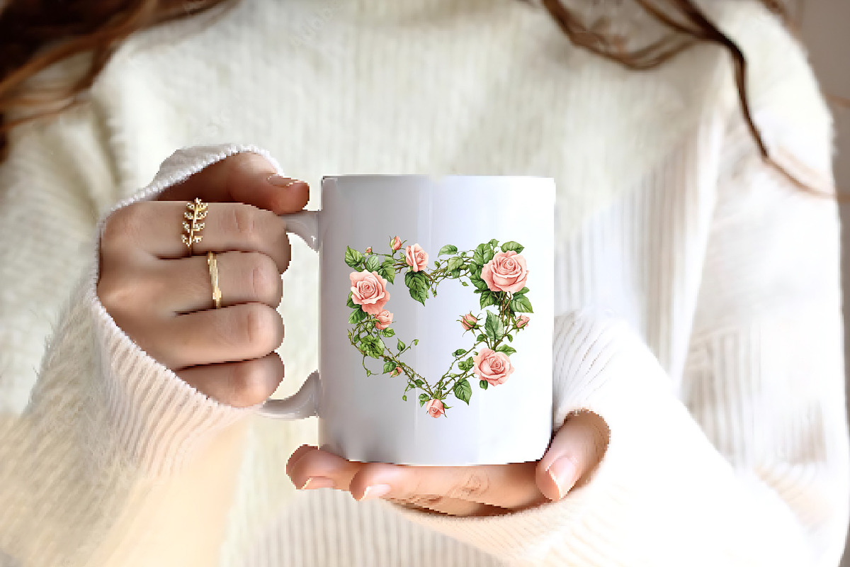 Wedding Hearts with Flowers Clipart, an Illustration by CreationArt (Photo 5 of 9)