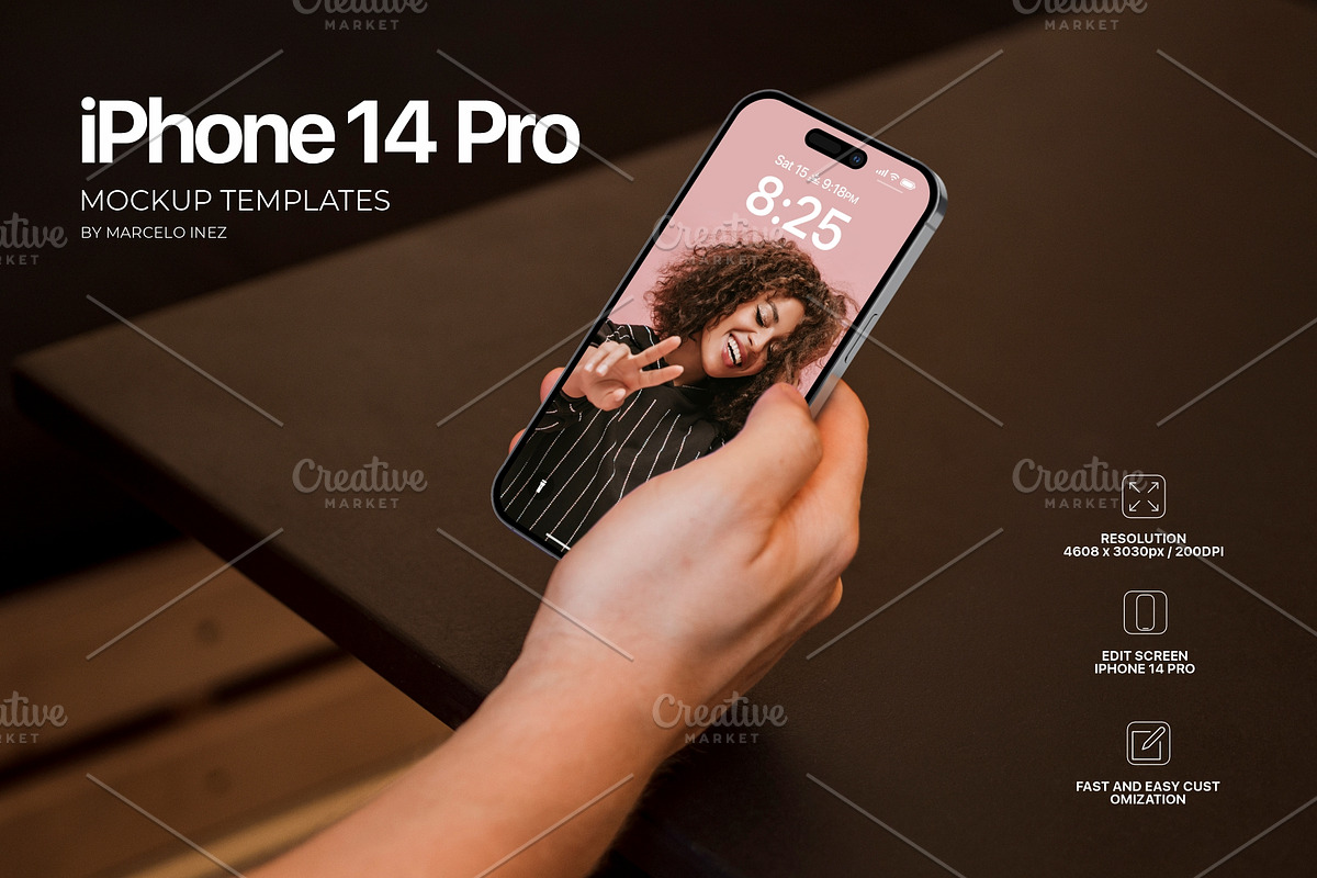 iPhone 14 Pro in Hand Mockup, an iPhone Mockup by Marcelo Inez
