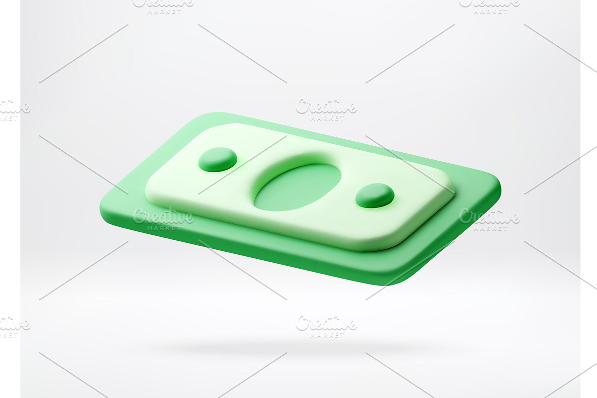 3D Green paper money banknote icon., a Finance Illustration by Abscent