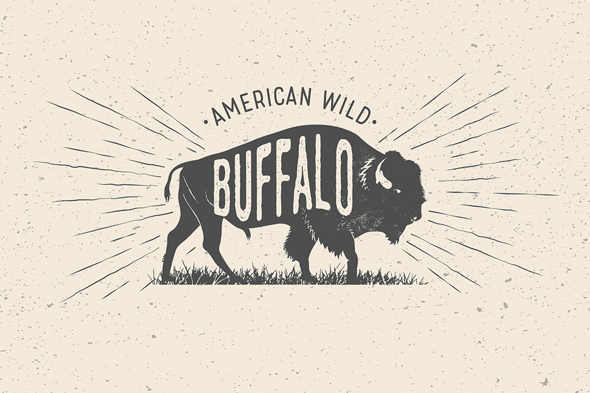 Buffalo. Vintage Vector Label, an Illustration by Crafter