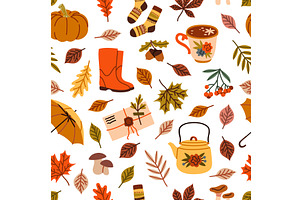 Autumn Elements Seamless Pattern