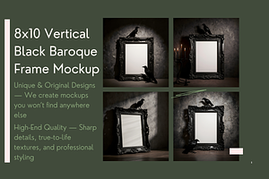 8x10 Vertical Black Baroque Frame