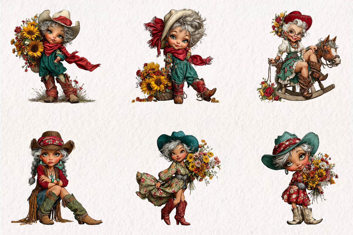 Western Grandma Clipart Bundle, a Seasonal Illustration by CreationArt (Photo 2 of 7)