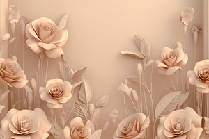 Elegant Beige 3D Paper Flowers, an Abstract Photo by Hamza067