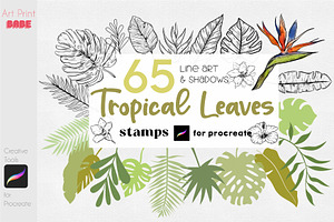 Tropical Leaves Stamps Botanical Art