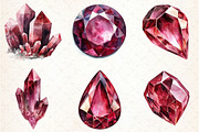 Burgundy Crystals and Gems Clipart, an Illustration by Libby Wishes (Thumbnail 5 of 7)