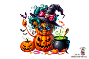 Witch Pumpkin Sublimation PNG Bundle, a Graphic by Clipart Bloom (Thumbnail 8 of 11)