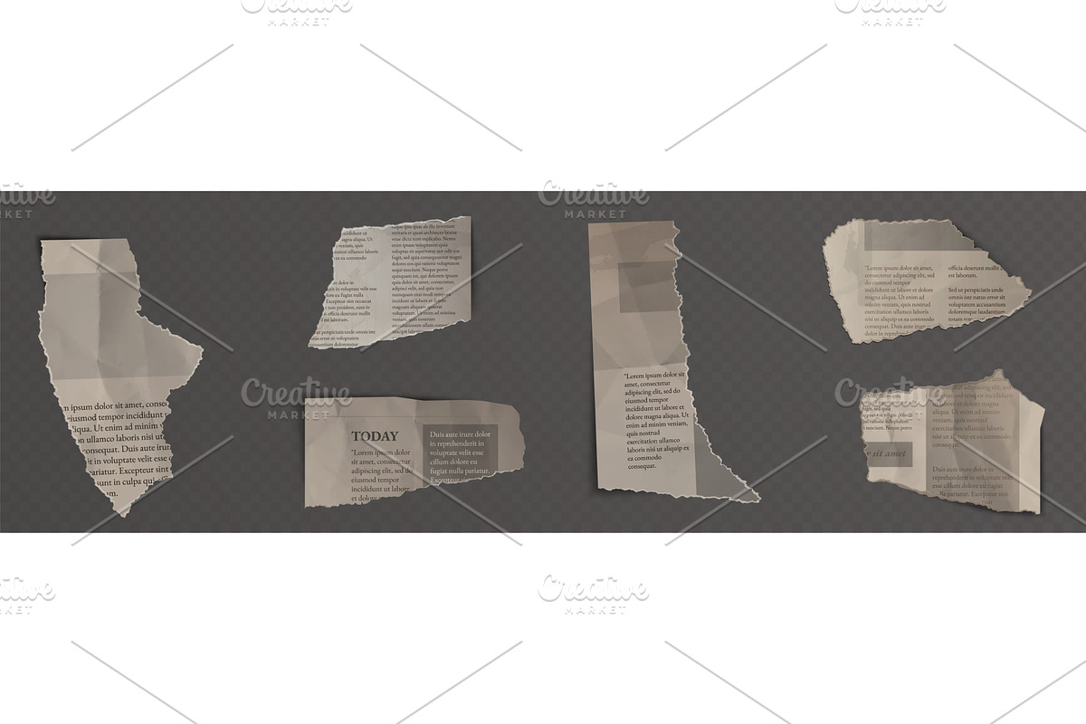 Torn newspaper fragments, an Illustration by art PVP - market