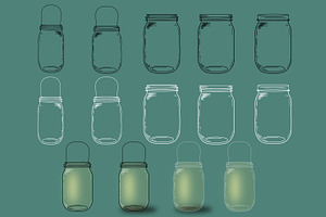 Mason Jars And Fireflies Clipart