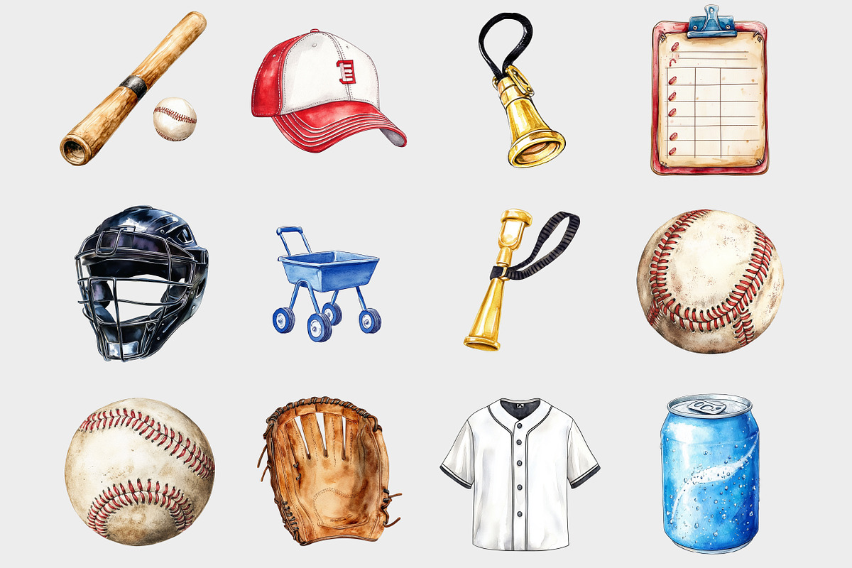 Watercolor Baseball Clipart, a Seasonal Illustration by Design Market (Photo 2 of 5)