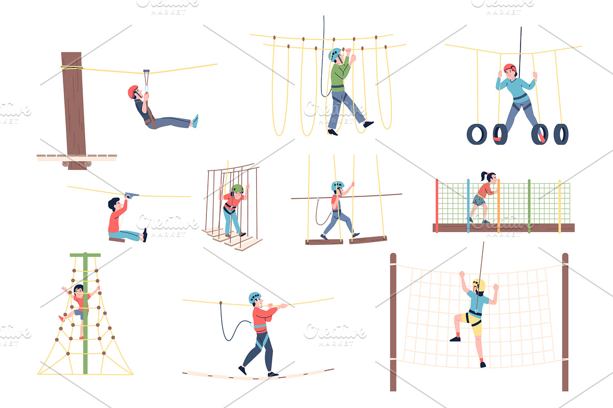 Rope park. People activity spend, a Person Illustration by LadadikArt