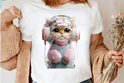 whimsical-boho-selfie-kitten-clipart, a Seasonal Illustration by CreationArt (Thumbnail 6 of 7)