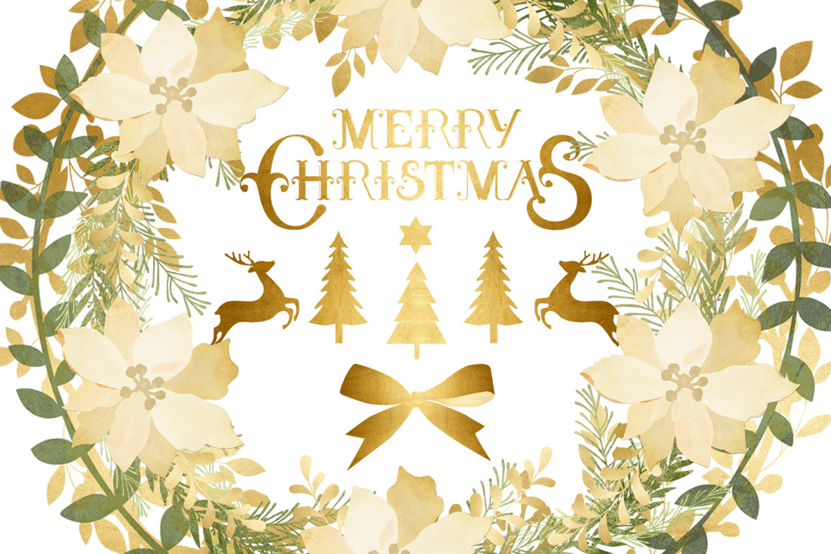 20% OFF! Floral Gold Christmas Pack, an Illustration by Chus Moreno Studio (Photo 4 of 7)