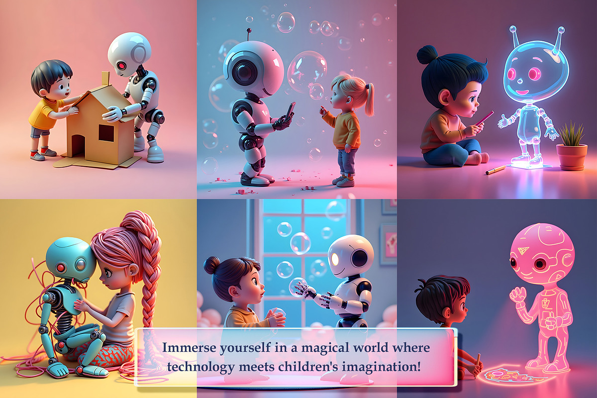 Robots and children illustrations, a Person Illustration by AG Mockups (Photo 2 of 6)
