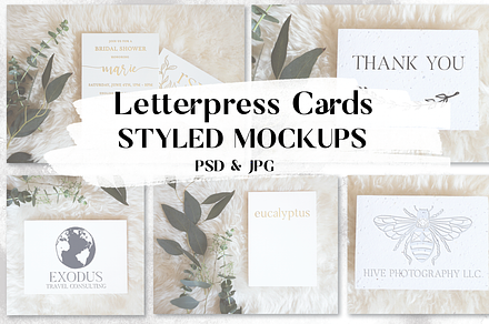 Letterpress Cards - Styled Mockups