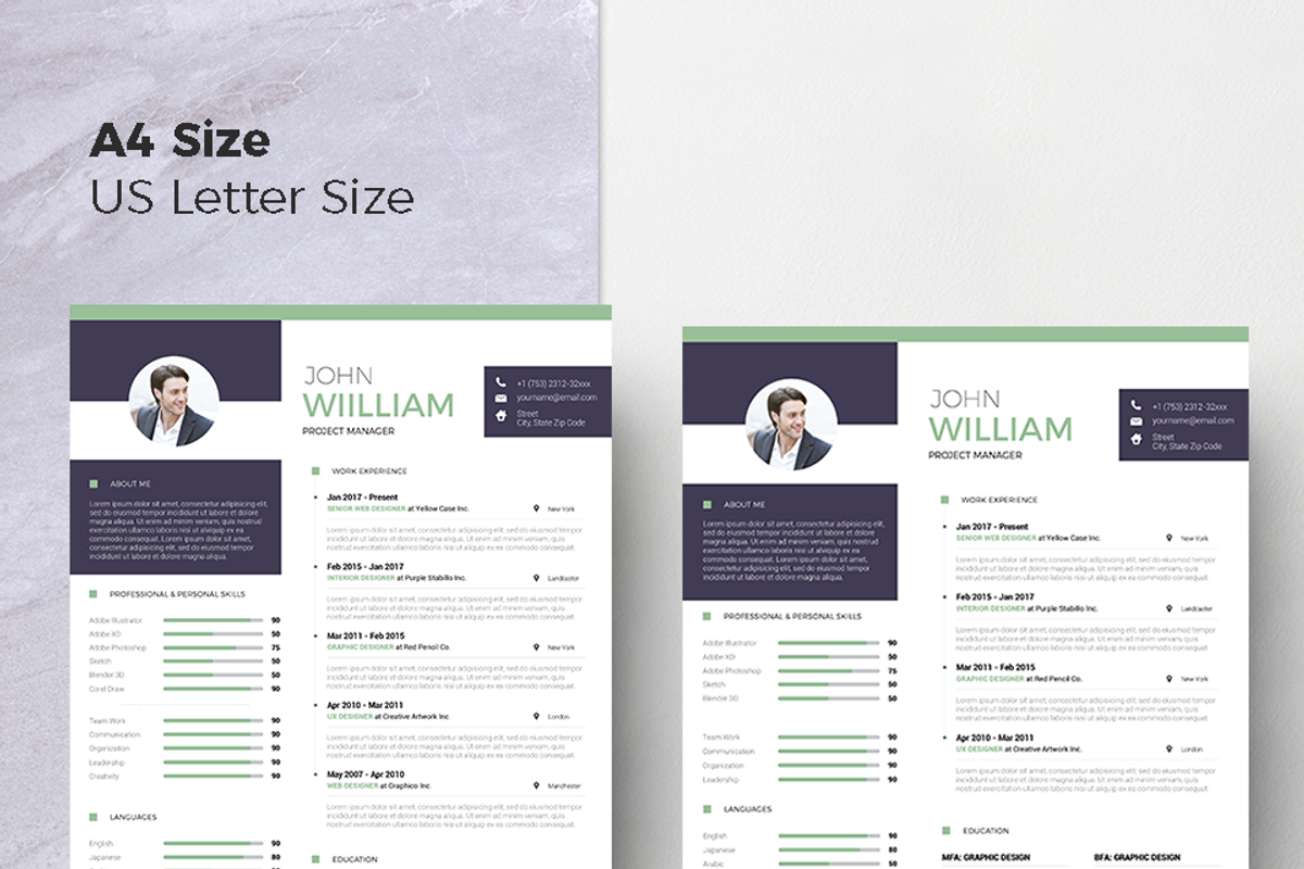 Modern Resume & CV Template, a Resume Template by Hito Graphic (Photo 7 of 8)