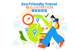 10 Eco Friendly Travel Lifestyle, a Transportation Illustration by denayunebgt