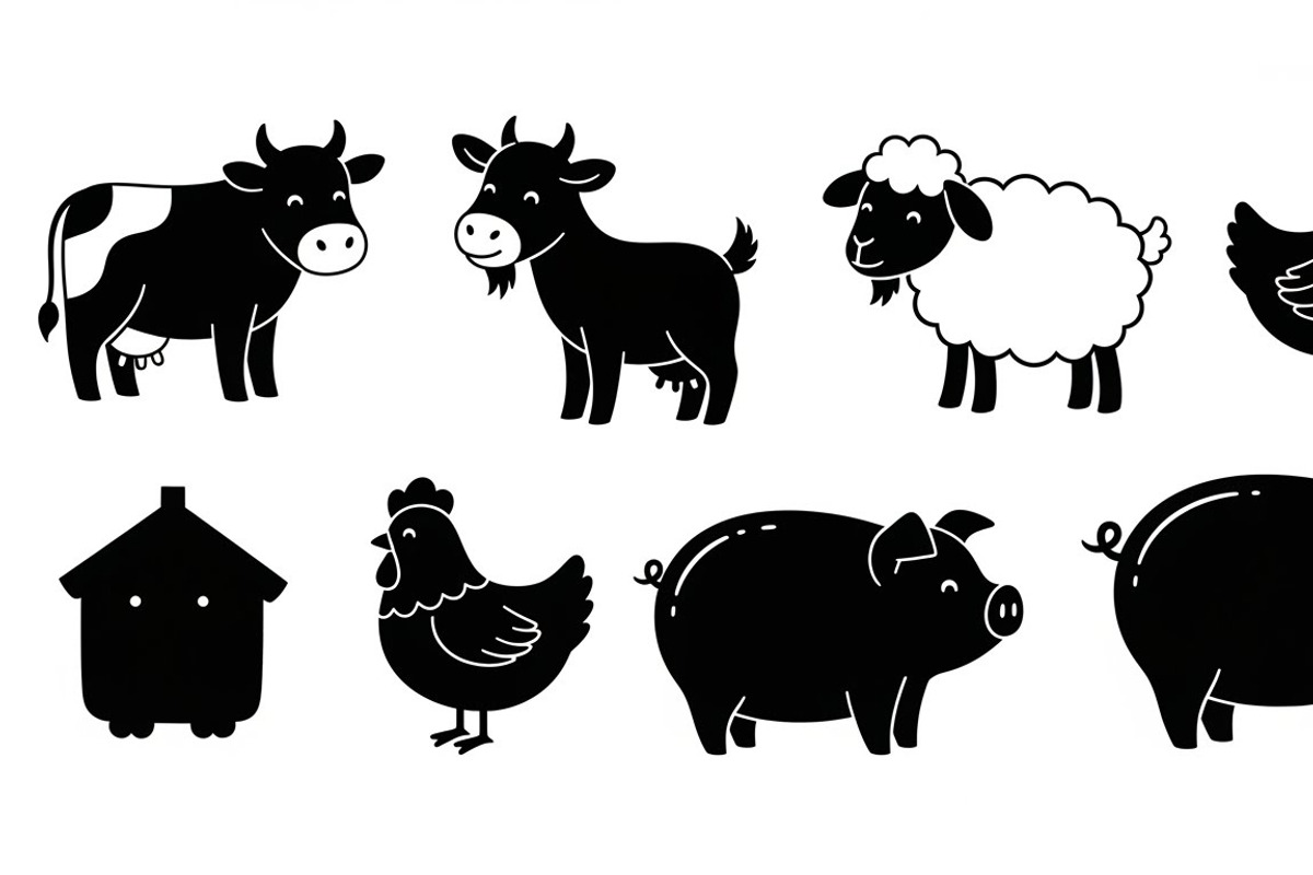 Cute Farm Animal Silhouette Bundle, an Illustration by hafijul (Photo 42 of 51)