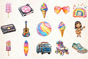 1960s Summer Vibes Clipart, an Illustration by Rose Art (Thumbnail 2 of 4)