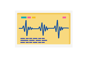 Flat design ECG monitor displaying, an Object Illustration by KitVector