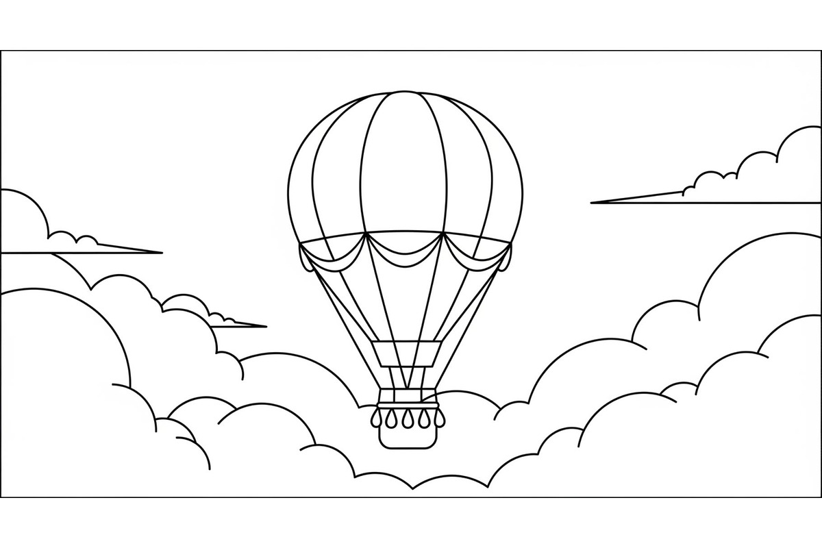 Hot Air Balloon Cloud Line Art bundl, an Illustration by Designer_Momina (Photo 48 of 51)