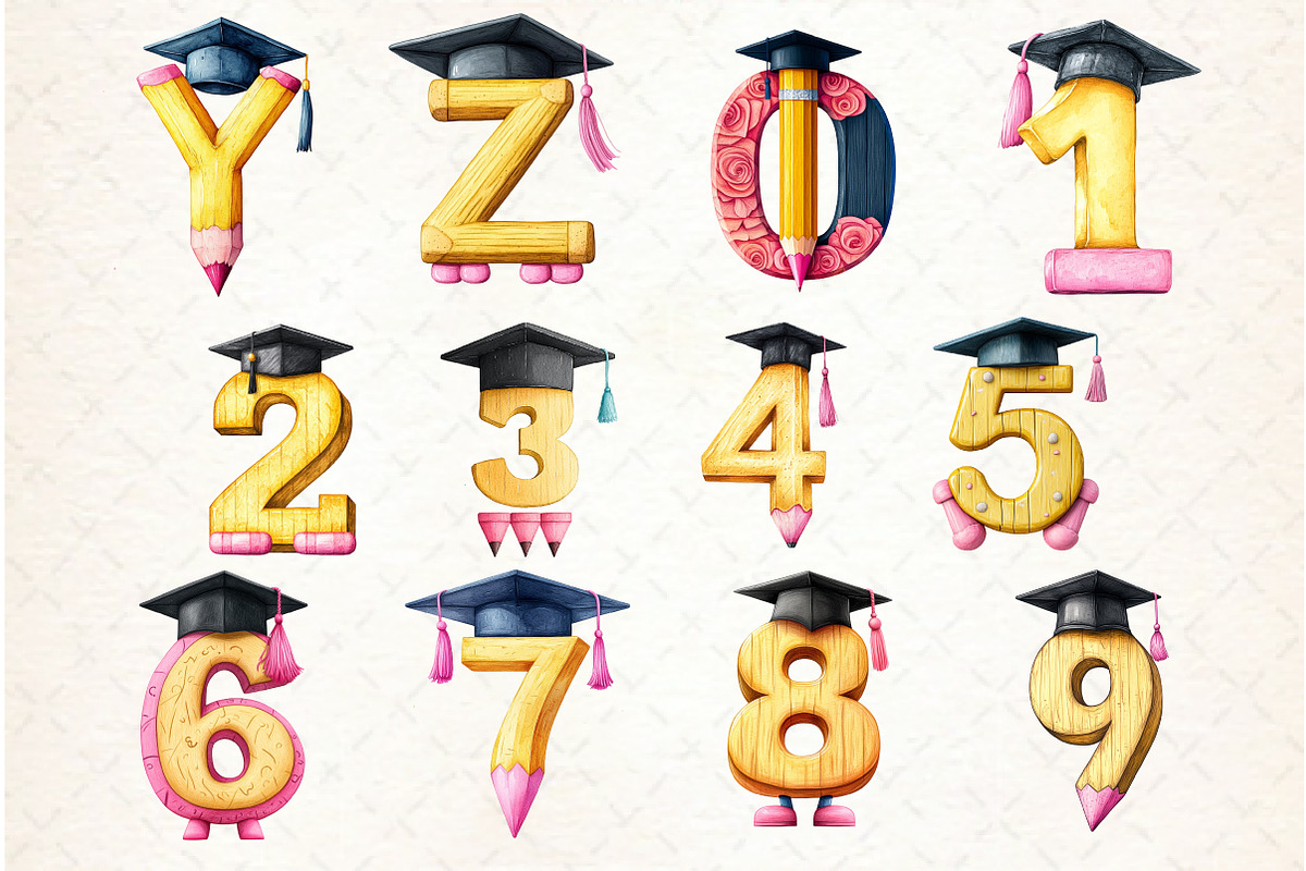School Pencil Alphabet Clipart Bundl, an Illustration by Libby Wishes (Photo 3 of 7)