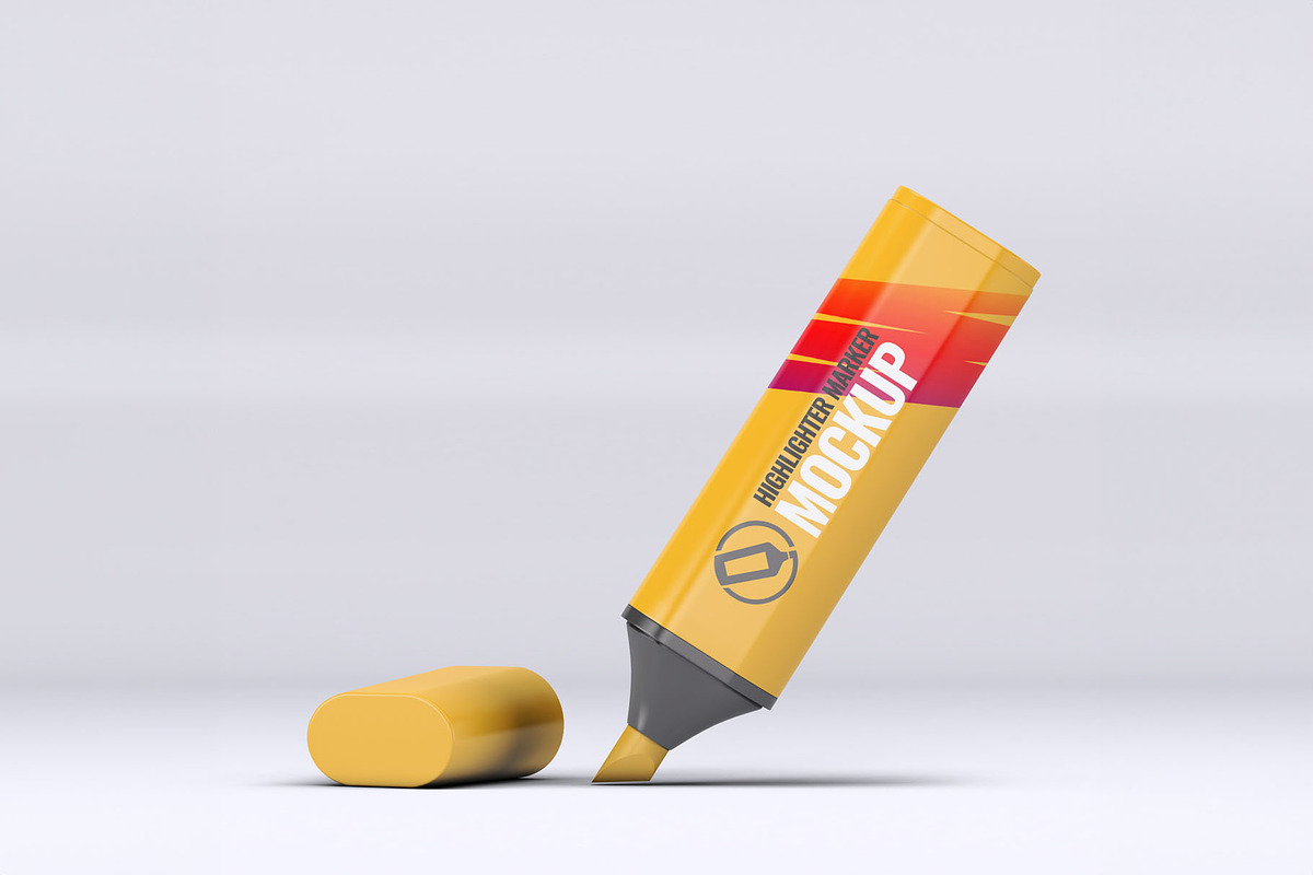 Highlighter Marker Pen Mock-Up, a Pens & Pencil Mockup by Xtrahive