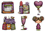 Girly Happy New Year CLIPART, an Illustration by CreationArt (Thumbnail 2 of 7)