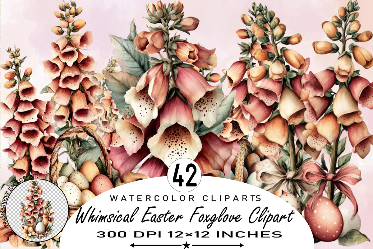Whimsical Easter Foxglove Clipart Bu, an Illustration by SVGArt (Photo 1 of 7)