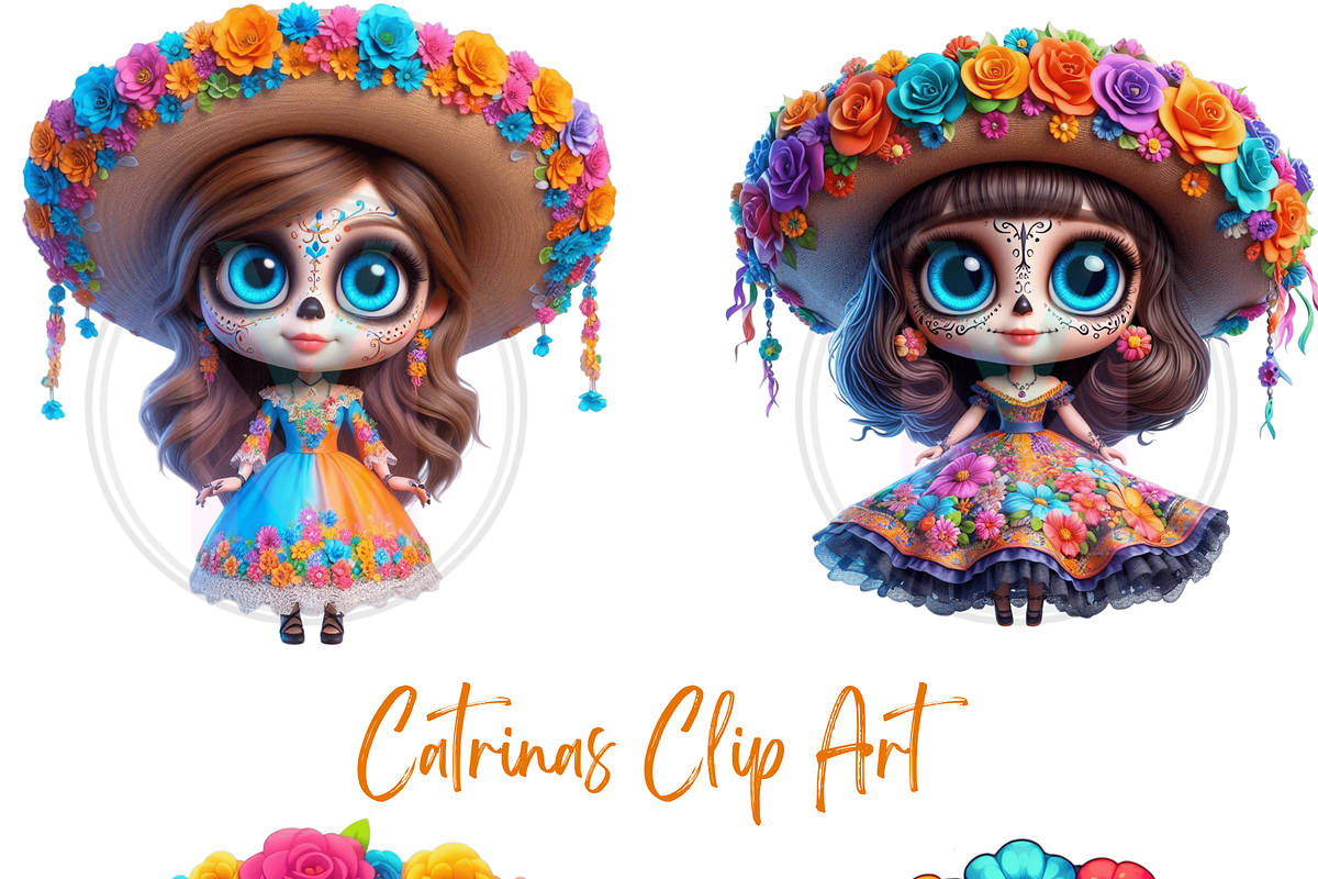 Cute dolls Catrina Day of the dead, a Seasonal Illustration by VM PARTYS  BY TAIRUMA (Photo 5 of 8)