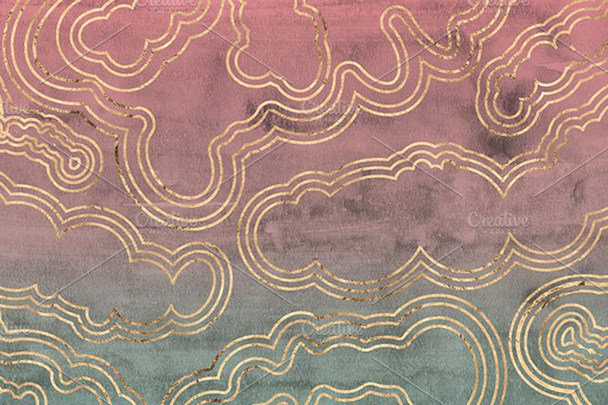 Tourmaline Sliced Gold & Watercolors, a Pattern Graphic by Blixa 6 Studios (Photo 4 of 6)