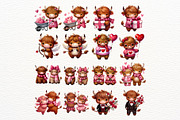 Valentine Highland Cow Clipart Set, an Animal Illustration by Nicolle's Colorful Art (Thumbnail 4 of 7)