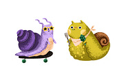 Cute snails set, seamless patterns, an Animal Illustration by Good Studio (Thumbnail 8 of 18)