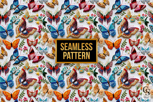 Butterfly Embroidery Digital Papers