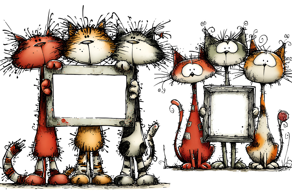Christmas Whimsical Cats Clipart, an Illustration by Craft Nest (Photo 6 of 10)