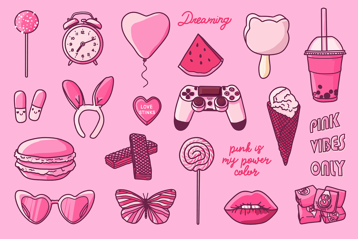 Pink Vibes Only Glam Girl Clipart, an Illustration by CherithDrawsThings (Photo 2 of 7)