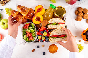 Ready made brunch box with healthy foods, a Food & Drink Photo by Rimma