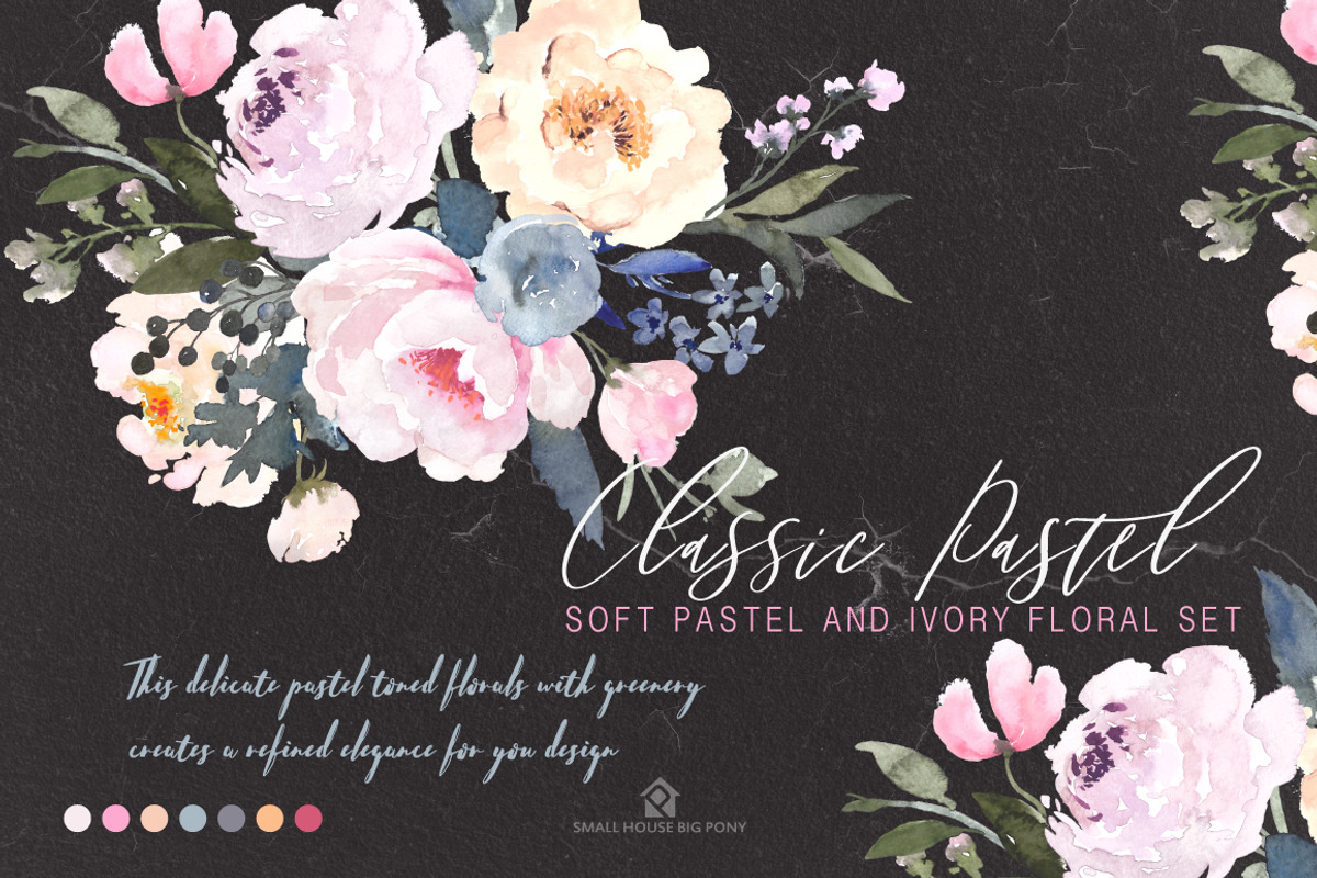 Watercolor Flowers: CLASSIC PASTEL, a Graphic by SmallHouseBigPony (Photo 5 of 18)