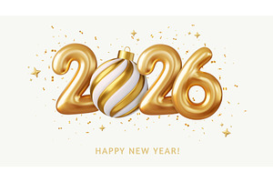 3d Gold Foil Balloons and Christmas, an Object Illustration by ModVector